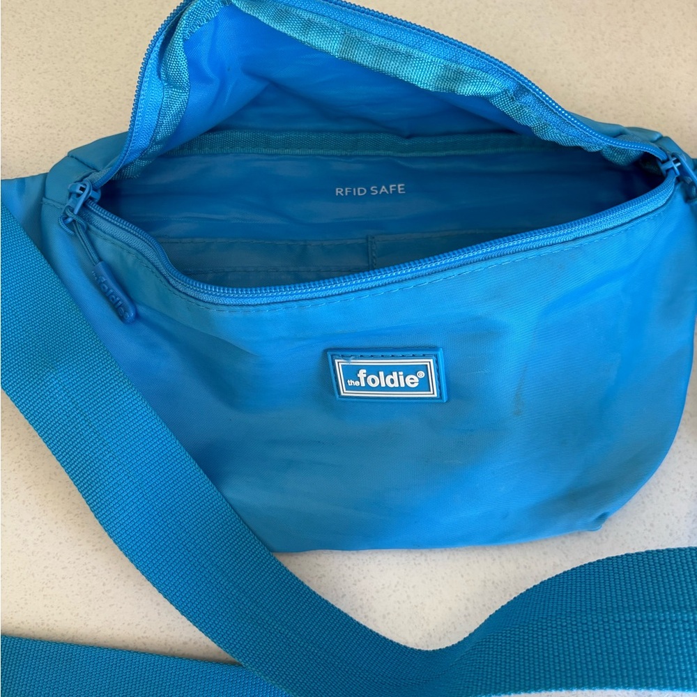 The Foldie Blue Fanny pack/ bum Bag for women safe travel